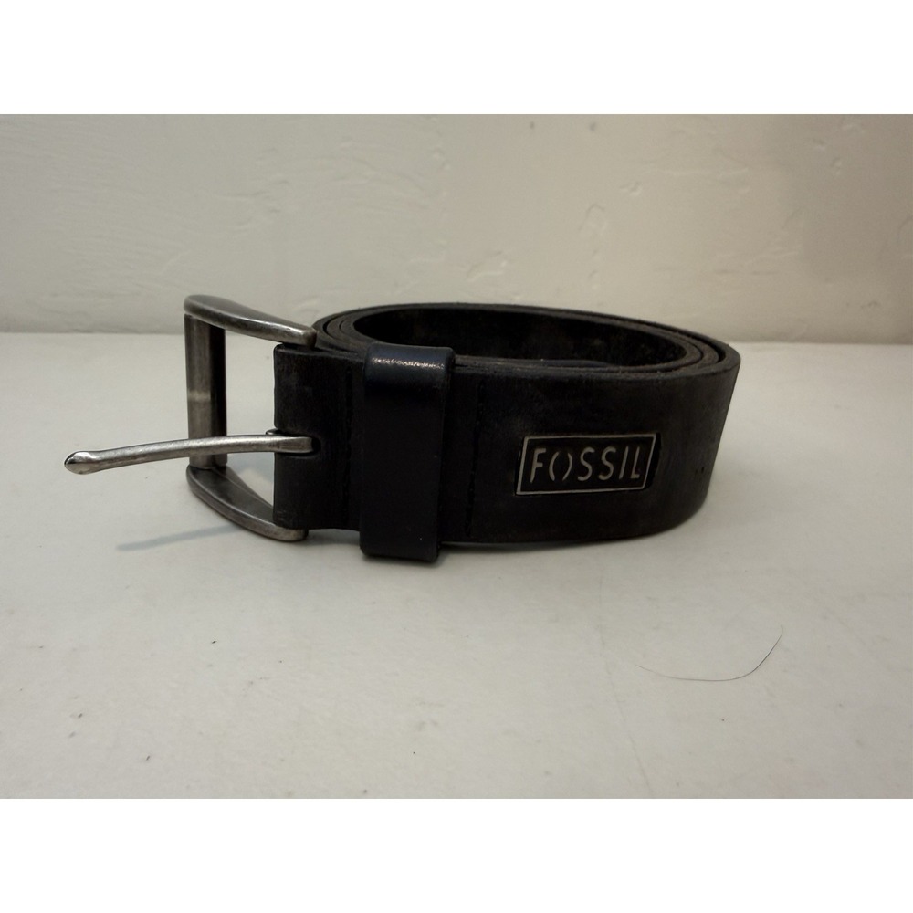Fossil Vintage Men's Black Leather Belt Size 34" Total Length 38" MB307800134